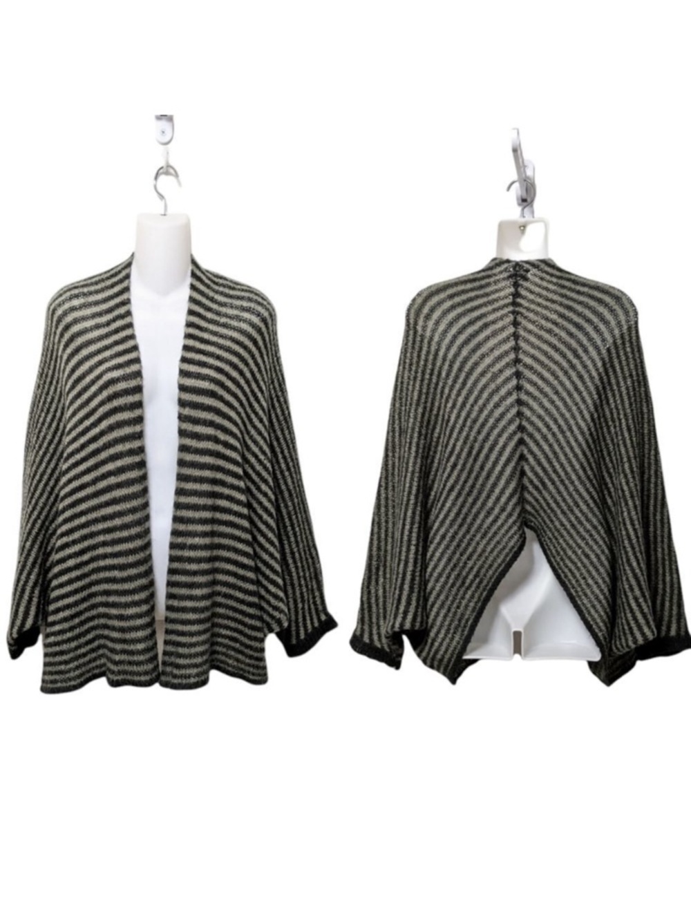 WOODEN SHIPS Wool Mohair Blend Striped Batwing Cape Cardigan M/L
